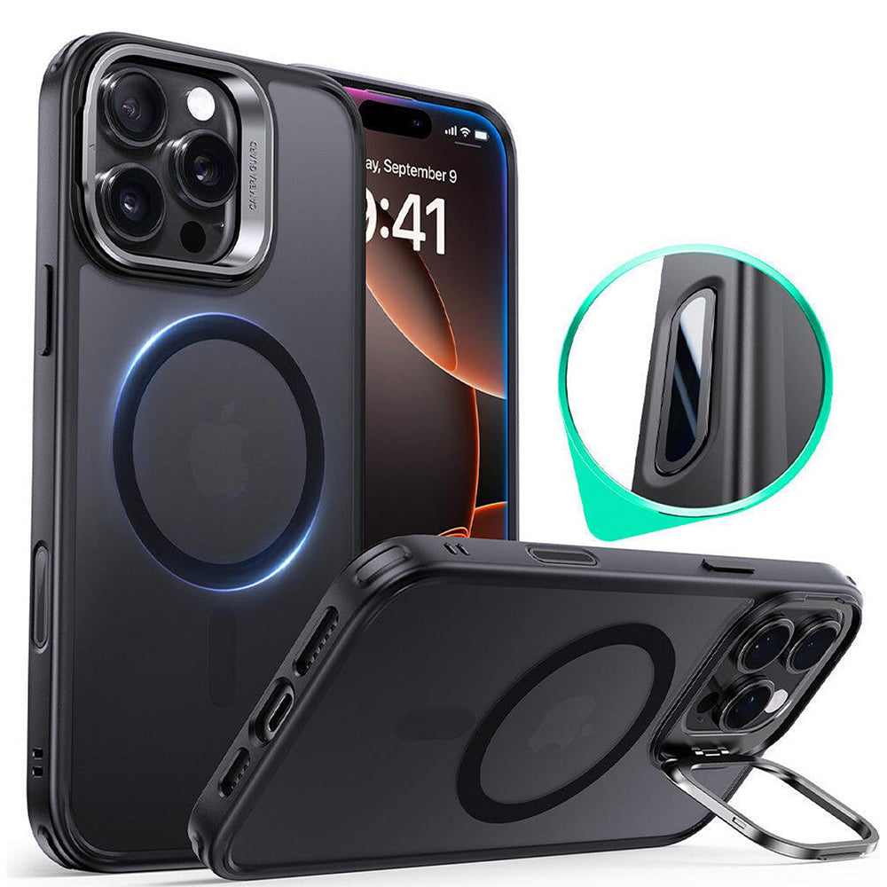 Husa de protectie ESR Classic Hybrid HaloLock Kickstand compatibil cu iPhone 16 Pro, Negru Mat