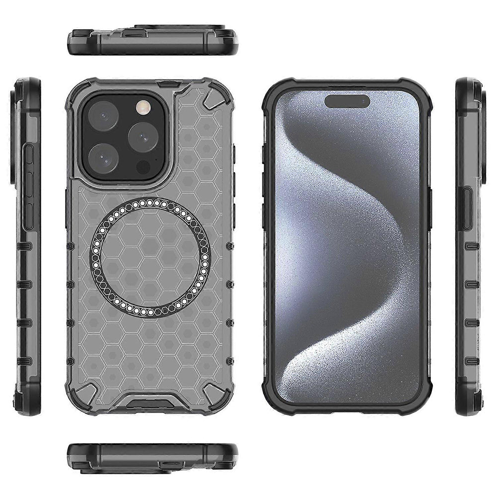 Husa de protectie Techsuit HoneyComb Shield MagSafe compatibil cu iPhone 15 Pro, Negru