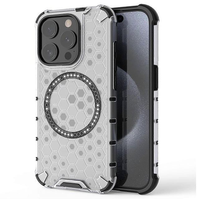 Husa de protectie Techsuit HoneyComb Shield MagSafe compatibil cu iPhone 15 Pro Max, Alb