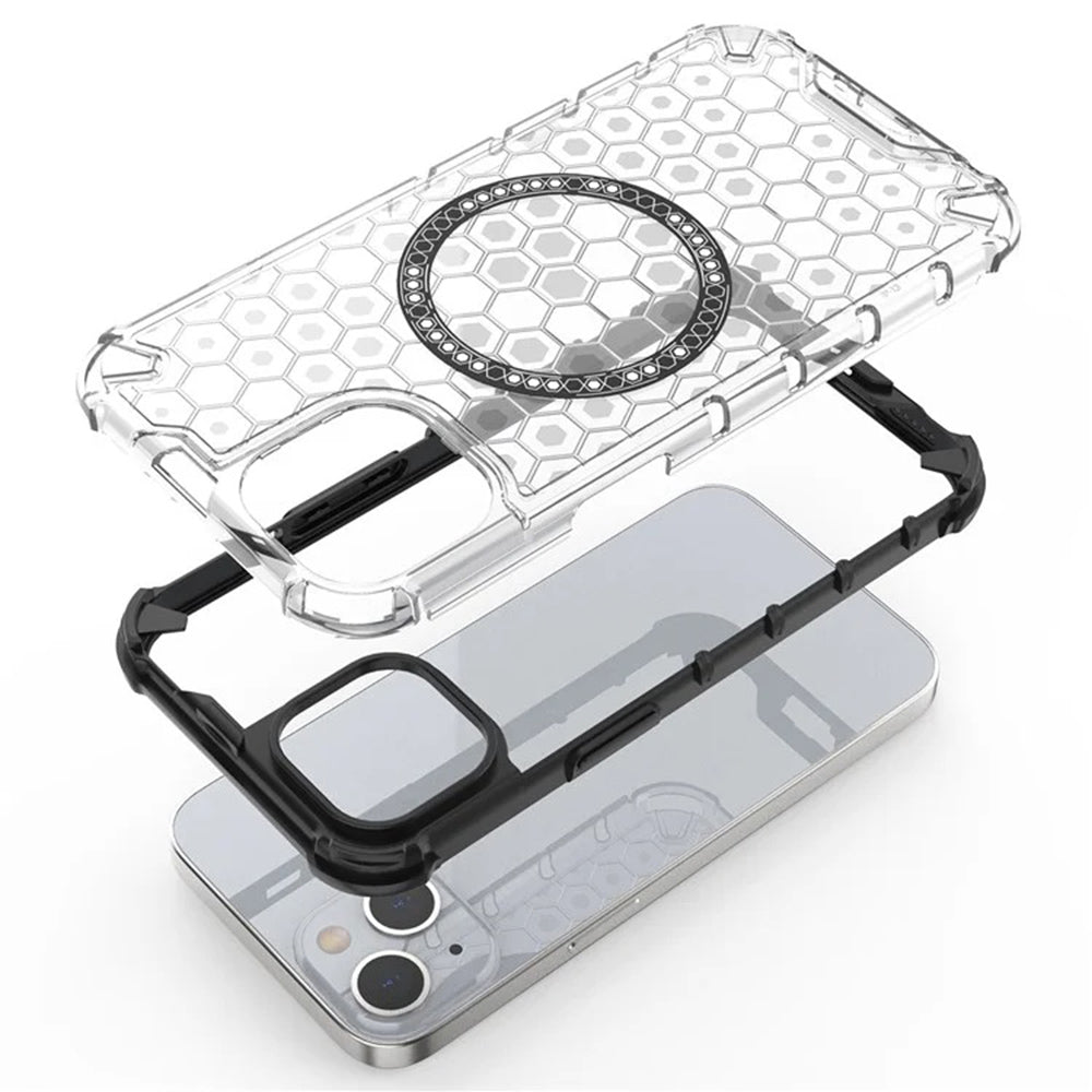 Husa de protectie Techsuit HoneyComb Shield MagSafe compatibil cu iPhone 14, Alb