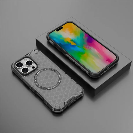 Husa de protectie Techsuit HoneyComb Shield MagSafe compatibil cu iPhone 16 Pro, Negru
