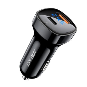 Incarcator Acefast Car (B4), with Digital Display, Fast Charging, USB, Type-C, 66W, Negru