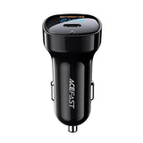 Incarcator Acefast Car (B4), with Digital Display, Fast Charging, USB, Type-C, 66W, Negru