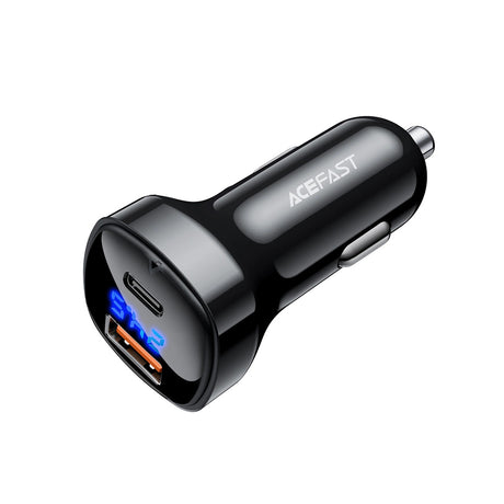 Incarcator Acefast Car (B4), with Digital Display, Fast Charging, USB, Type-C, 66W, Negru