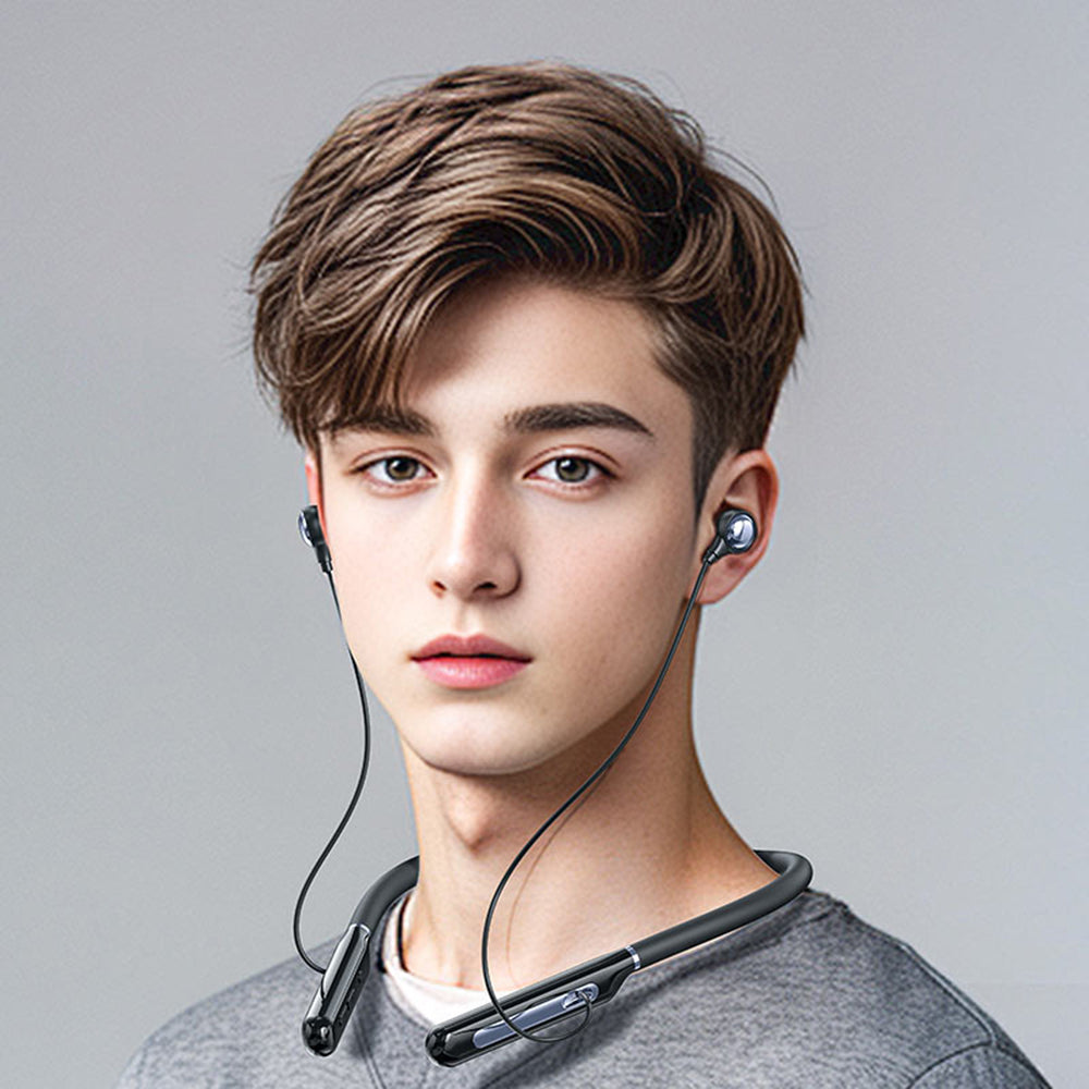Casti Acefast Bluetooth Earphones (N5), Behind the Head, Neckband, Bluetooth 5.4, LED Display, IPX4, 200mAh, Negru