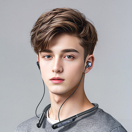 Casti Acefast Bluetooth Earphones (N5), Behind the Head, Neckband, Bluetooth 5.4, LED Display, IPX4, 200mAh, Negru