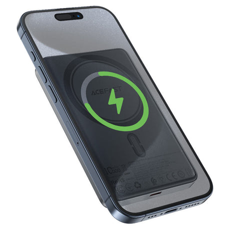 Baterie externa Acefast Magnetic Wireless Ultra-thin (M12-10000), Type-C, 10000mAh, 38.7Wh, PD20W, LED Indicator, Negru
