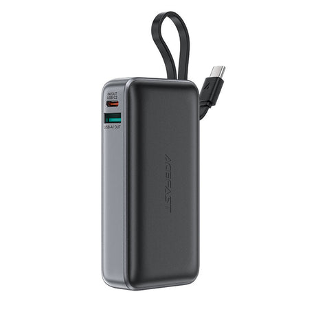 Baterie externa Acefast (M7-10000), with Type-C Cable, USB-C, USB, 10000mAh, 30W, Digital Display, Dirt-resistant, Negru