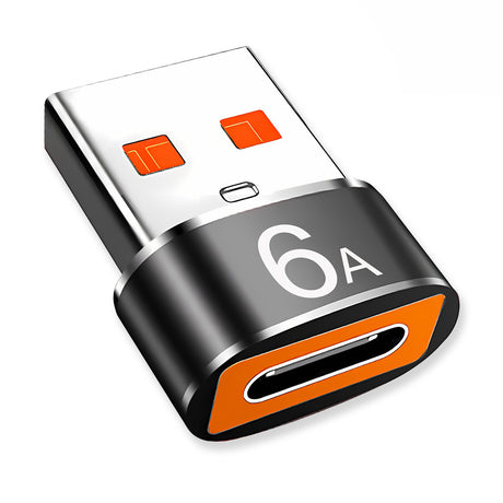 Adaptor Techsuit Premium OTG Adapter HyperPort (A4), Type-C to USB, 5Gbps, 6A, 120W, Converter for Phone, Negru / Orange