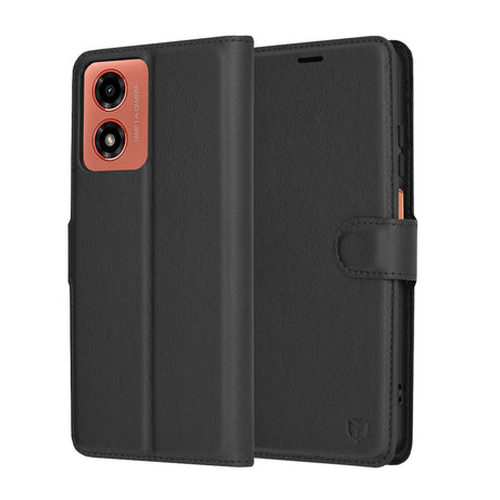 Husa de protectie Techsuit Leather Folio compatibil cu Motorola Moto G04 / Moto G04s / Moto G24 / Moto E14, Negru