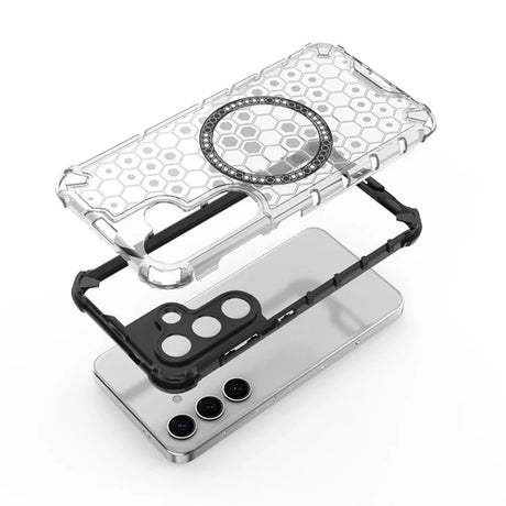 Husa de protectie Techsuit HoneyComb Shield MagSafe compatibil cu Samsung Galaxy S25, Alb