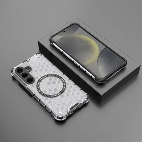 Husa de protectie Techsuit HoneyComb Shield MagSafe compatibil cu Samsung Galaxy S25 Plus, Alb