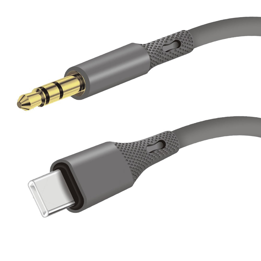 Adaptor Techsuit Premium Cable Adapter SoundFleX (AC4), Type-C to 3.5mm Jack, Hi-Fi Quality, DAC Chip, Silica Gel, 1m, Gri