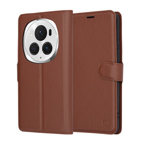 Husa de protectie Techsuit Leather Folio compatibil cu Honor Magic6 Pro, Maro