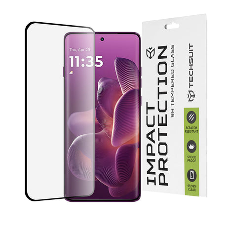 Folie de protectie Techsuit 111D Full Cover / Full Glue Glass / 3D Curved Screen compatibil cu Motorola Edge 60 Pro, Negru