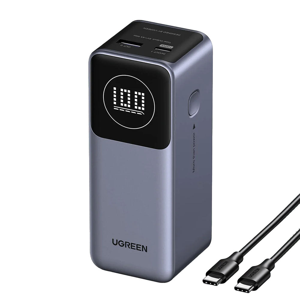 Baterie externa Ugreen PB724 (35526B), Type-C, USB, 12000mAh, 100W, Fast Charging, Digital Display, Gri Spatial