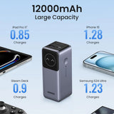 Baterie externa Ugreen PB724 (35526B), Type-C, USB, 12000mAh, 100W, Fast Charging, Digital Display, Gri Spatial