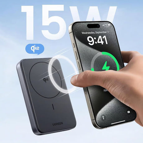 Baterie externa Ugreen PB761 (45763), Magnetic Wireless Charging 15W, 10000mAh, PD30W, Gri Spatial