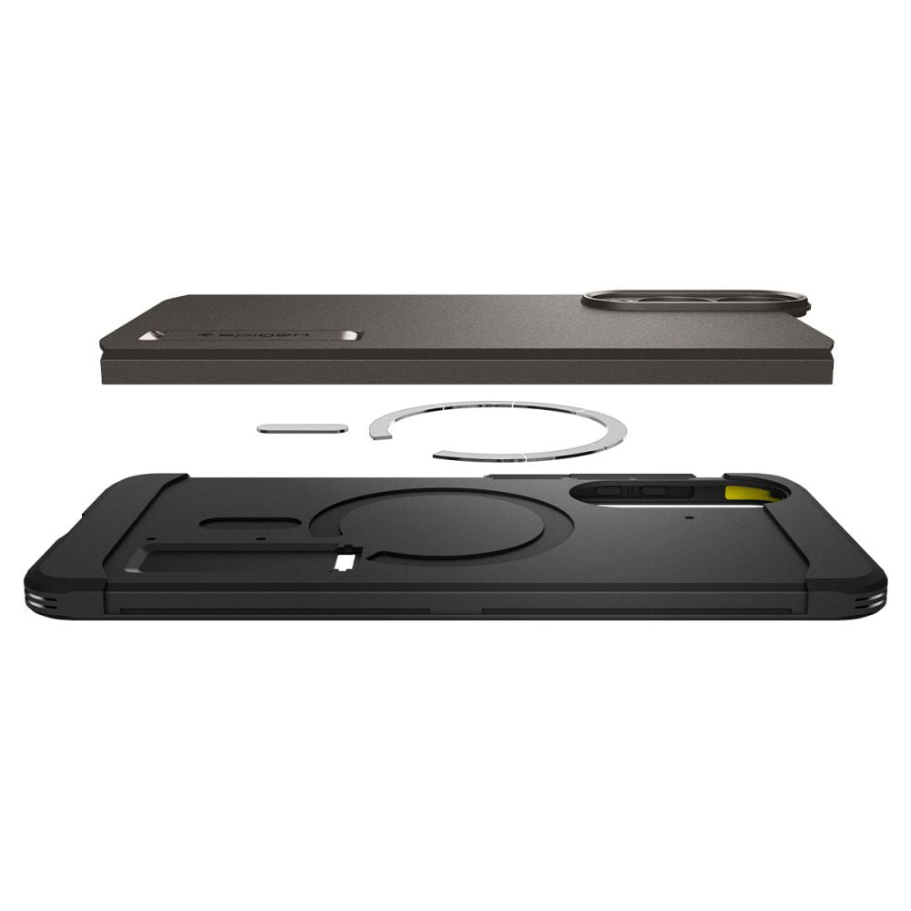 Husa de protectie Spigen Tough Armor MagSafe (ACS09423) compatibil cu Samsung Galaxy S25 Edge, Gunmetal