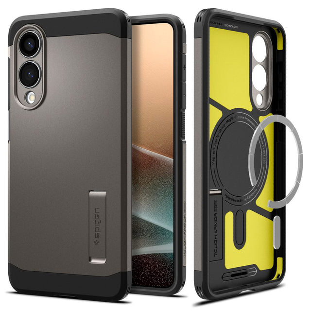 Husa de protectie Spigen Tough Armor MagSafe (ACS09423) compatibil cu Samsung Galaxy S25 Edge, Gunmetal
