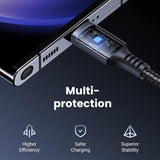 Cablu Ugreen US567 (15373), USB-C to USB-C, 3A, 60W, 1m, Nylon, Negru Gray