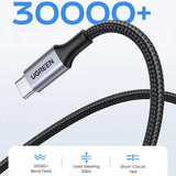 Cablu Ugreen US316 (70429), Type-C to Type-C, Fast Charging, PD100W, 5A, 480Mbps, 2m, Negru