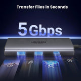 Hub Ugreen CM498 (15852), 2x USB3.0 / 2x Type-C / 2x HDMI, 5Gbps PD100W, Gri