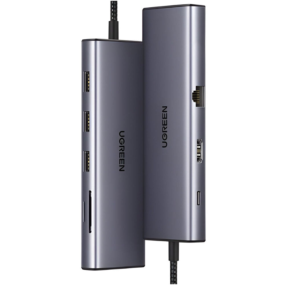 Hub/Dock Ugreen Docking Station CM498 (15600), Type-C to 3x USB3.0, HDMI 4K@30Hz, VGA, RJ45, SD/TF Card, Type-C PD100W, Gri