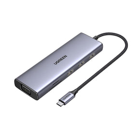 Hub/Dock Ugreen Docking Station CM498 (15600), Type-C to 3x USB3.0, HDMI 4K@30Hz, VGA, RJ45, SD/TF Card, Type-C PD100W, Gri