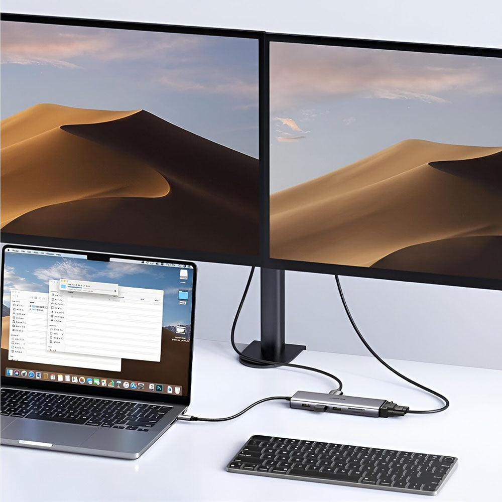 Hub/Dock Ugreen Docking Station CM498 (15600), Type-C to 3x USB3.0, HDMI 4K@30Hz, VGA, RJ45, SD/TF Card, Type-C PD100W, Gri