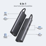 Hub/Dock Ugreen Docking Station CM512 (45000), Type-C to 2x USB3.2, 1x RJ45 1000Mbps, 1x HMDI, 2x Type-C, PD100W, 10Gbps, Gri