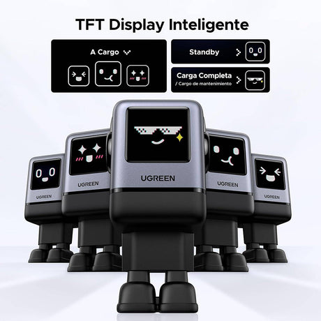 Incarcator Ugreen Uno RG X688 (45515B), with TFT Display, GaN, Super Fast Charging, USB, 3x Type-C, QC, 100W, 3A, Gri