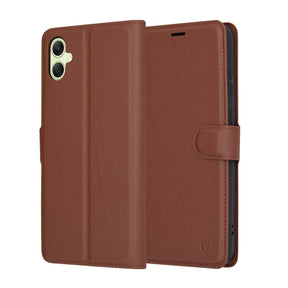 Husa de protectie Techsuit Leather Folio compatibil cu Samsung Galaxy A05, Maro