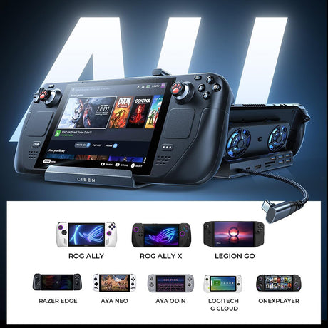 Accesoriu gaming Lisen Docking Station S1 (YL0423110005), HDMI 2.0 4K, 3x USB3.0, USB-C PD100W, Ethernet, 2x Cooling Fan, OLED, Negru