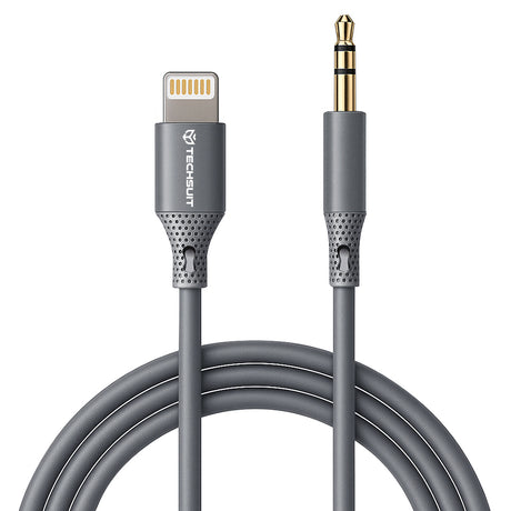 Adaptor Techsuit Premium Cable Adapter SoundFleX (AC5), Lightning to 3.5mm Jack, Hi-Fi Quality, Silica Gel, Gri