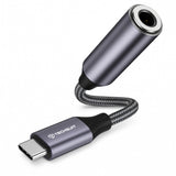 Adaptor Techsuit Premium Cable Adapter MusicDoX (AC8), Type-C to Jack, Hi-Fi Sound, DAC Chip, 3A, 0.1m, Gri