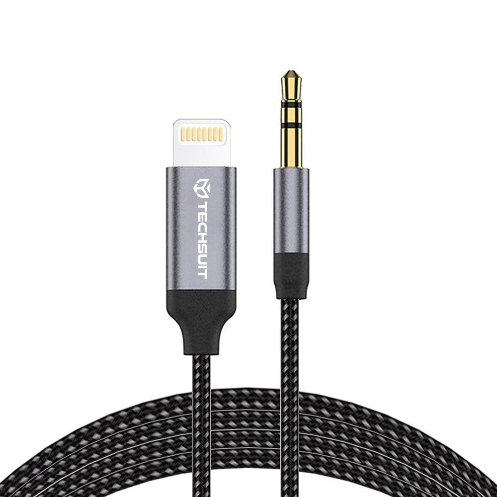 Adaptor Techsuit Premium Cable Adapter SoundShell (AC10), iOS to 3.5mm Jack, 16bit/48Khz, 1.5m, Gri