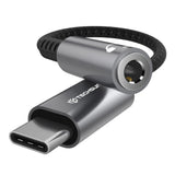 Adaptor Techsuit Premium Cable Adapter SonicPiX (AC14), Type-C to 3.5mm Jack, 3A, DAC Chip, Aluminum, Digital Decoder, 0.1m, Gri
