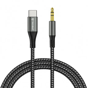 Adaptor Techsuit Premium Cable Adapter NexaSound (AC16), Type-C to 3.5mm Jack, DAC Chip, Nylon Braided + Aluminum Alloy, 1m, Gri