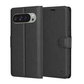 Husa de protectie Techsuit Leather Folio compatibil cu Google Pixel 9 Pro XL, Negru