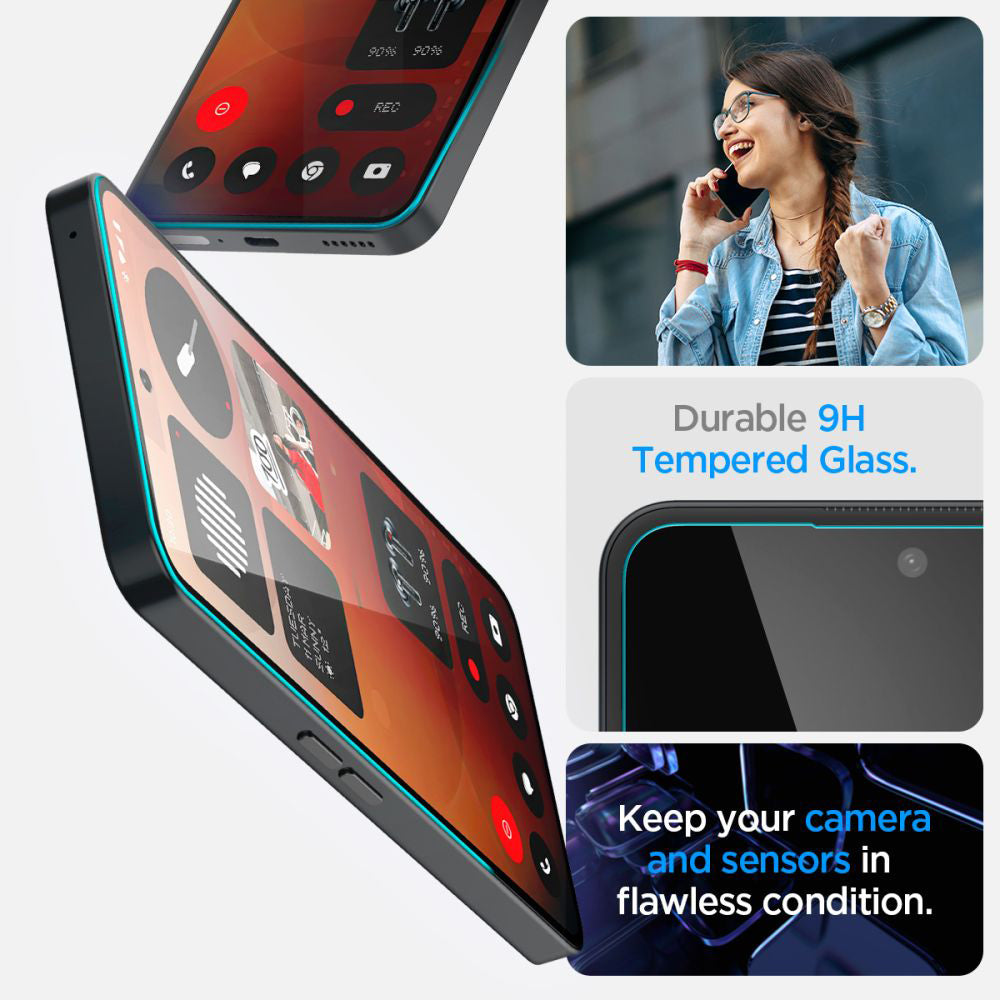 Folie de protectie Spigen Glas.tR EZ-FIT HD (AGL09429) compatibil cu Nothing Phone (3a) / (3a) Pro, Transparent