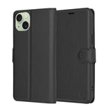 Husa de protectie Techsuit Leather Folio compatibil cu iPhone 15 Plus, Negru