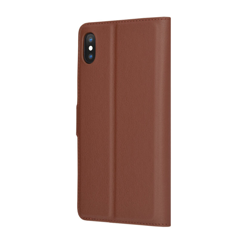 Husa de protectie Techsuit Leather Folio compatibil cu iPhone XS Max, Maro