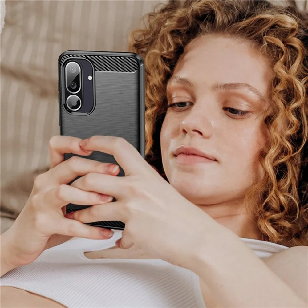 Husa de protectie Techsuit Carbon Silicone compatibil cu Samsung Galaxy M56, Negru