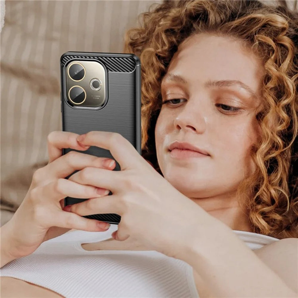 Husa de protectie Techsuit Carbon Silicone compatibil cu Oppo A5 Pro 4G / A5 Pro 5G, Negru