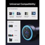 Incarcator Ugreen Car EC307 (45843), USB, 2x Type-C, 30W, Fast Charge, QC3.0, 22.5W, Negru