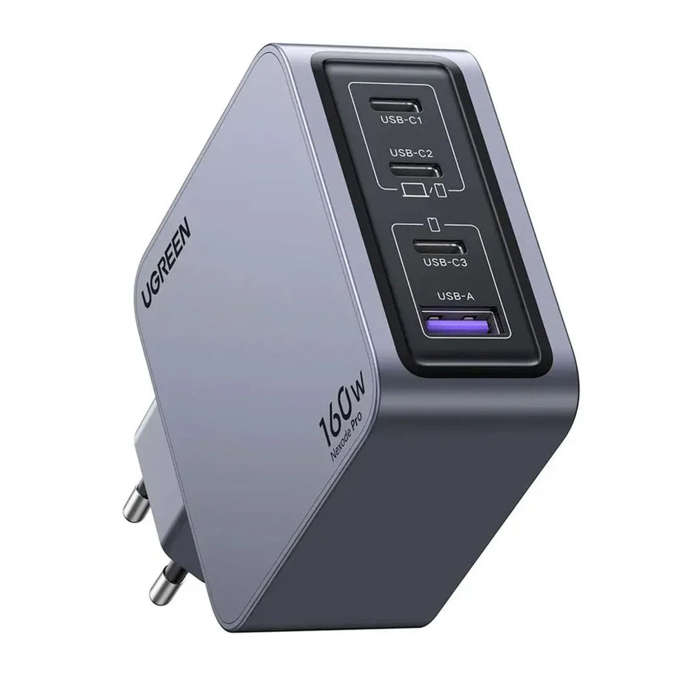 Incarcator Ugreen Nexode Pro X763 (25877), with Type-C Cable, GaN, Fast Charge, USB, 3x Type-C, 160W, 3A, 1.5m, Gri