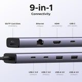 Hub Ugreen CM498 (15375), USB / Type-C / HDMI / RJ45, PD100W, Gri