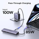 Hub Ugreen CM498 (15375), USB / Type-C / HDMI / RJ45, PD100W, Gri