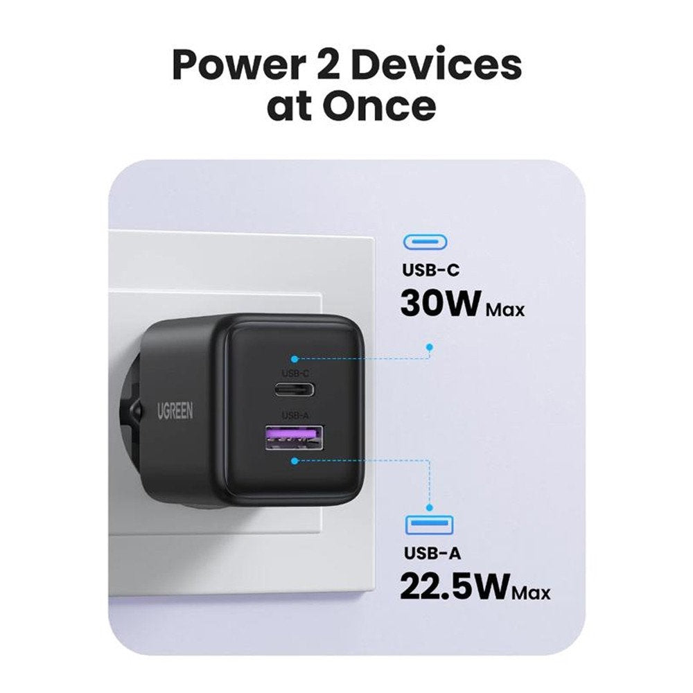 Incarcator Ugreen (65015), USB / Type-C, 30W QC3.0, Alb